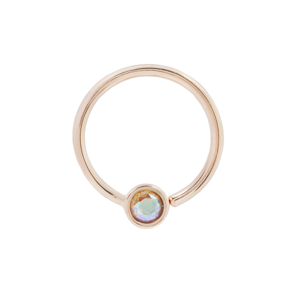 Fixed Bezel 2mm Bead Ring with Mercury Mist Topaz