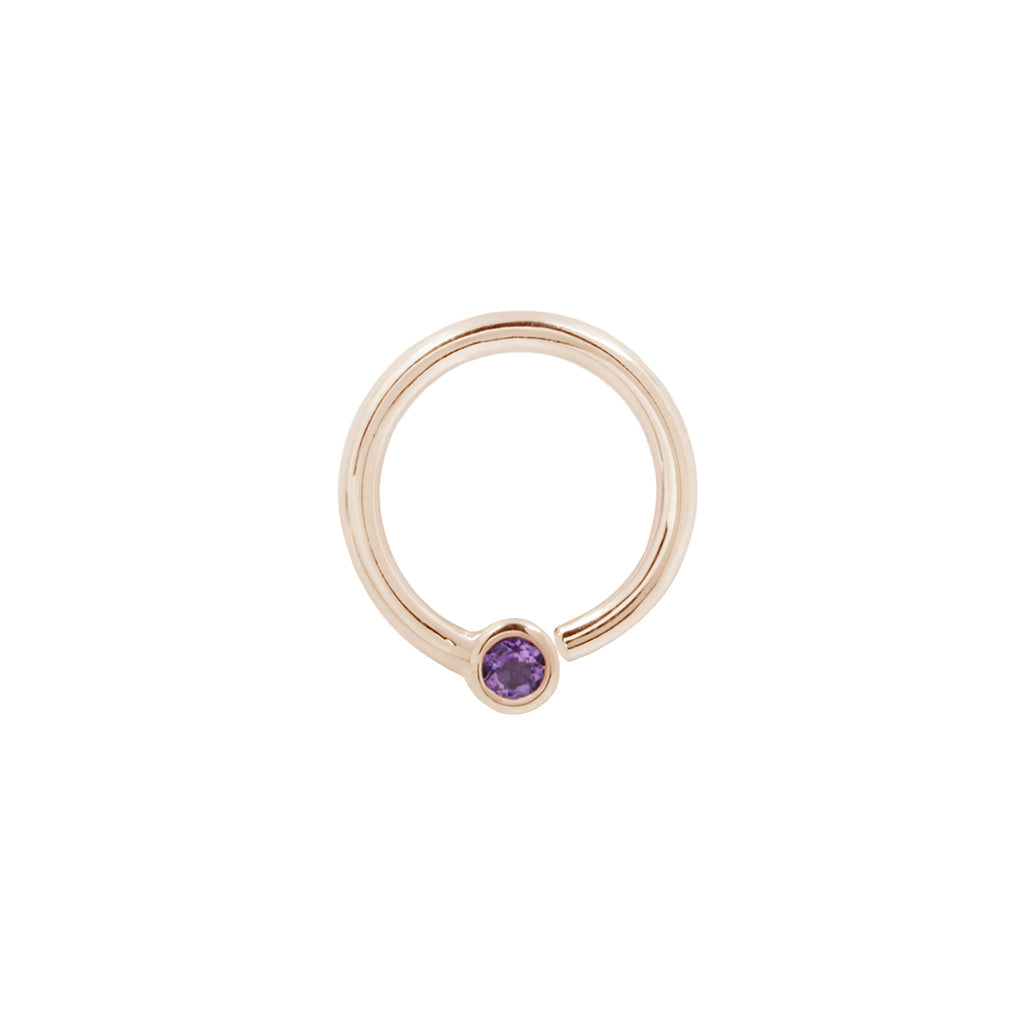 Fixed Bezel 2mm Bead Ring with Amethyst
