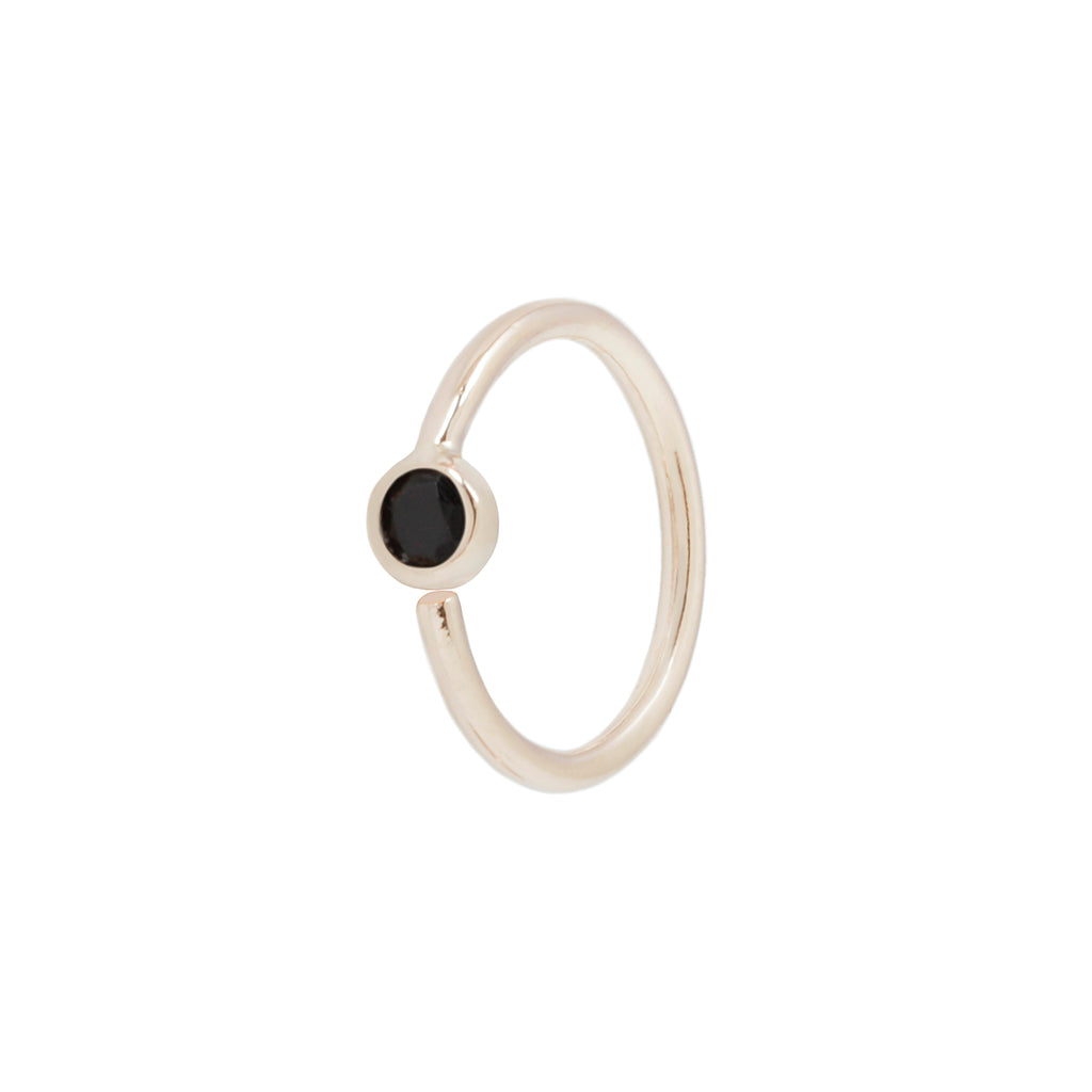 Fixed Bezel 2mm Side Set Facing Bead Ring with Black Spinel