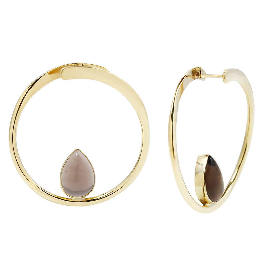 Stay Sexy Earrings - Brass + Smoky Quartz
