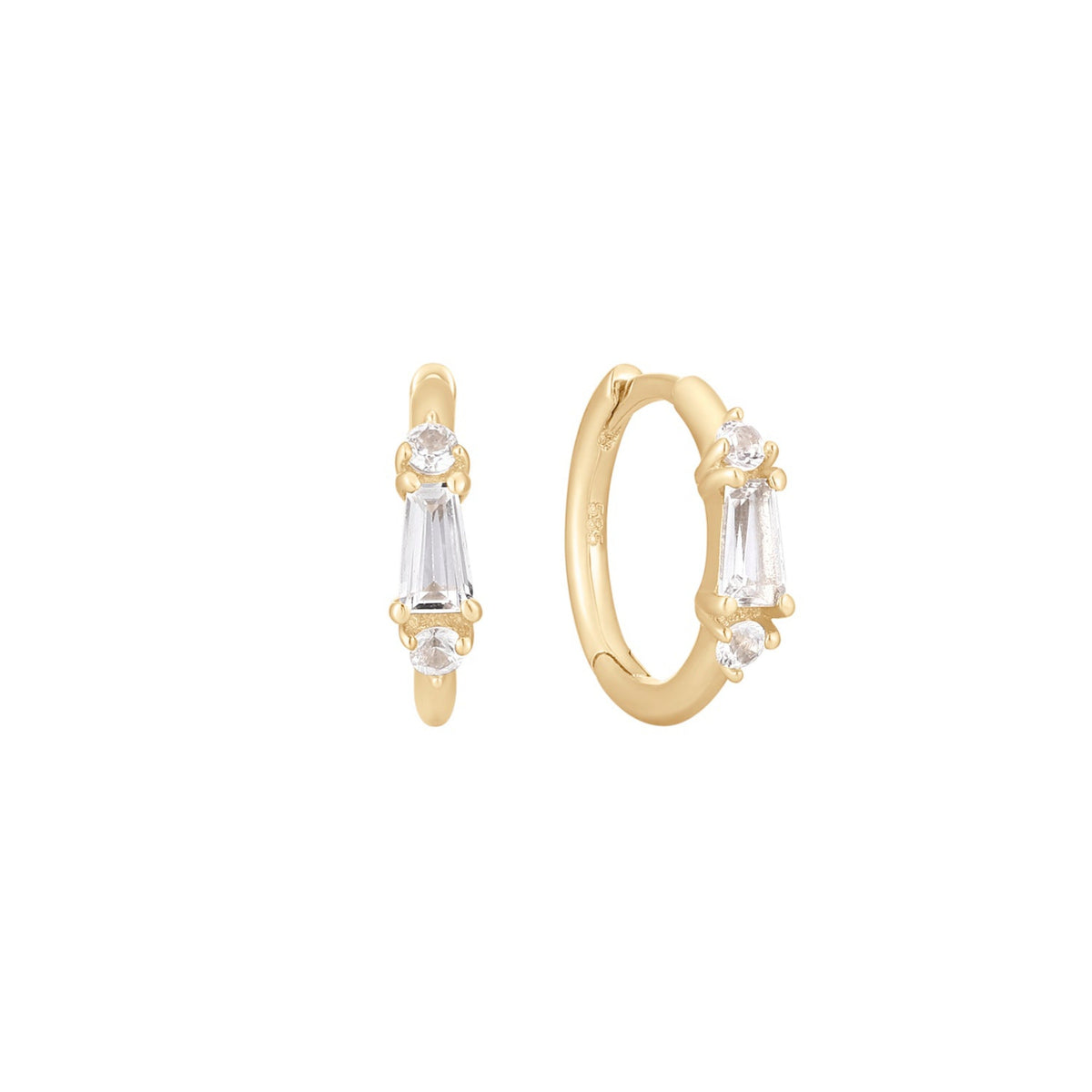 Maeve Huggie with White Topaz + Sapphire