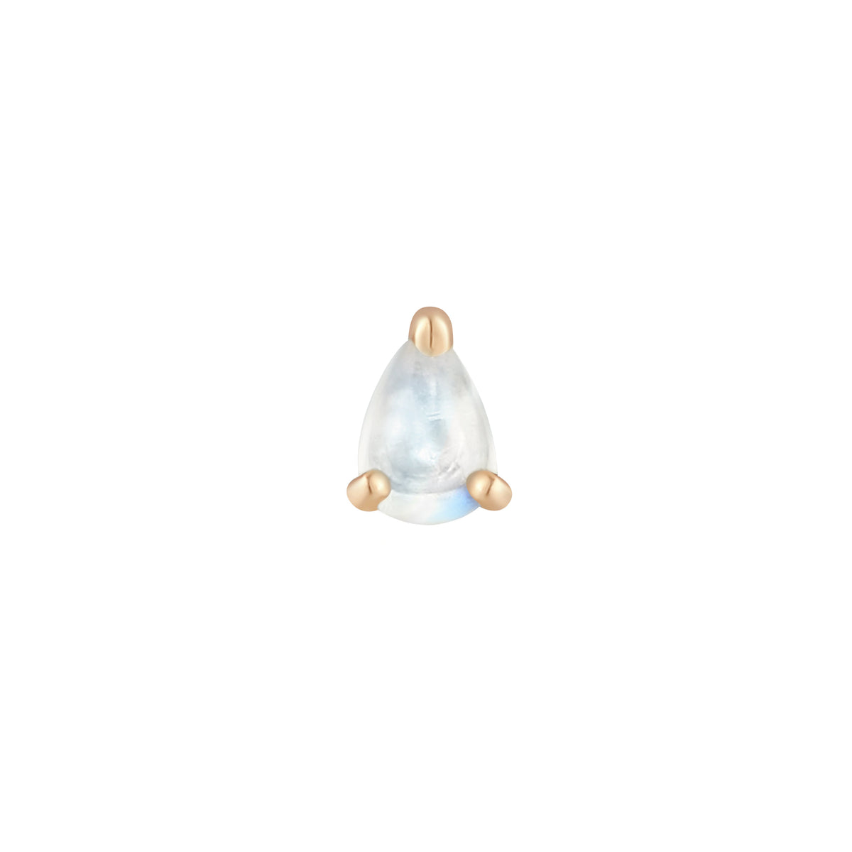 Pear Prong Threadless End with Rainbow Moonstone