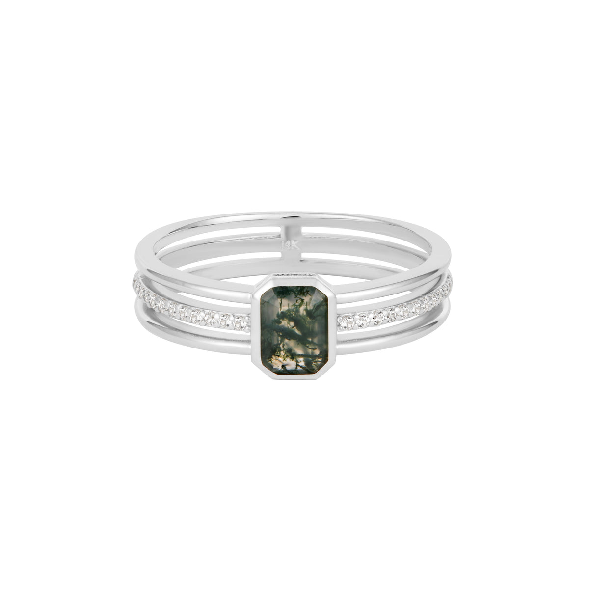 RION x Buddha Jewelry Discovery Finger Ring with Moss Agate