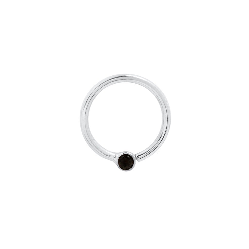 Fixed Bezel 2mm Bead Ring with Black Spinel