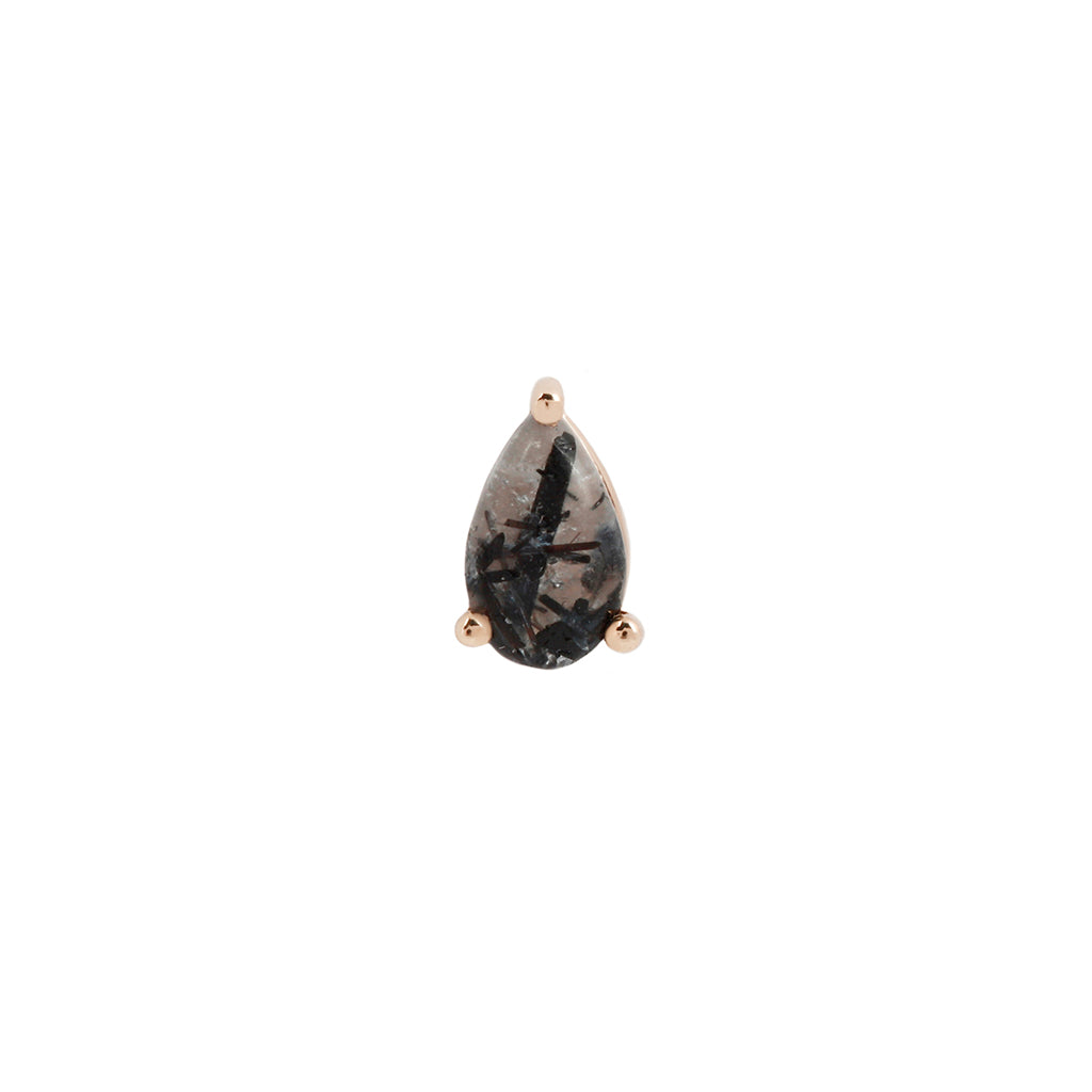 Pear Prong Threadless End with Tourmalinated Quartz