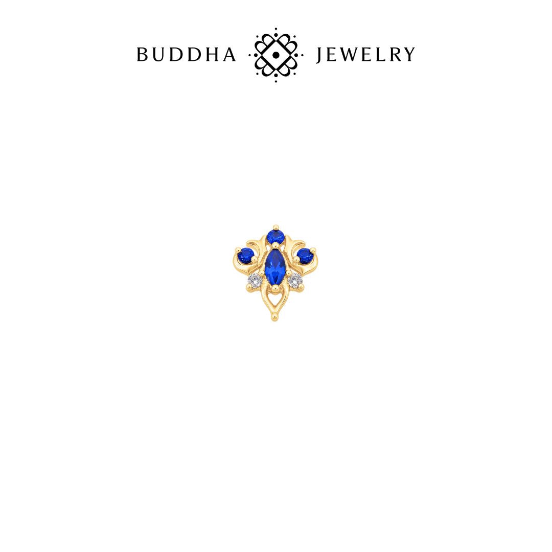 Oleander Threadless End with Blue Sapphire (Lab Grown)