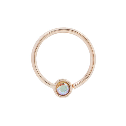 Fixed Bezel 2mm Bead Ring with Mercury Mist Topaz