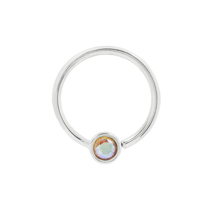 Fixed Bezel 2mm Bead Ring with Mercury Mist Topaz