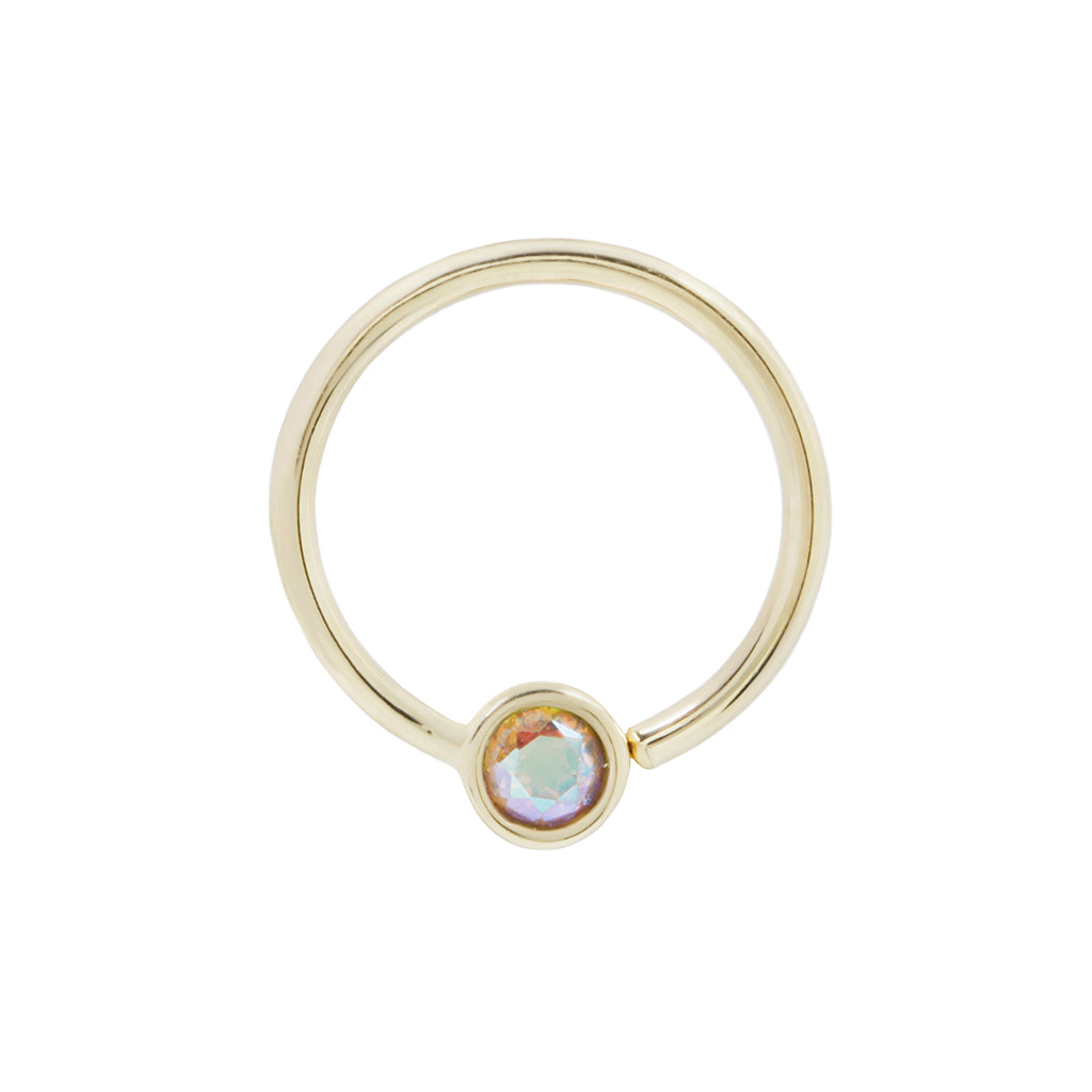 Fixed Bezel 2mm Bead Ring with Mercury Mist Topaz