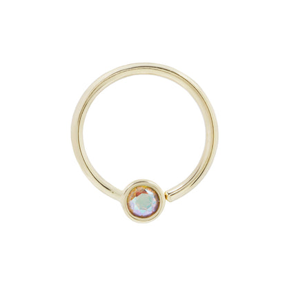 Fixed Bezel 2mm Bead Ring with Mercury Mist Topaz