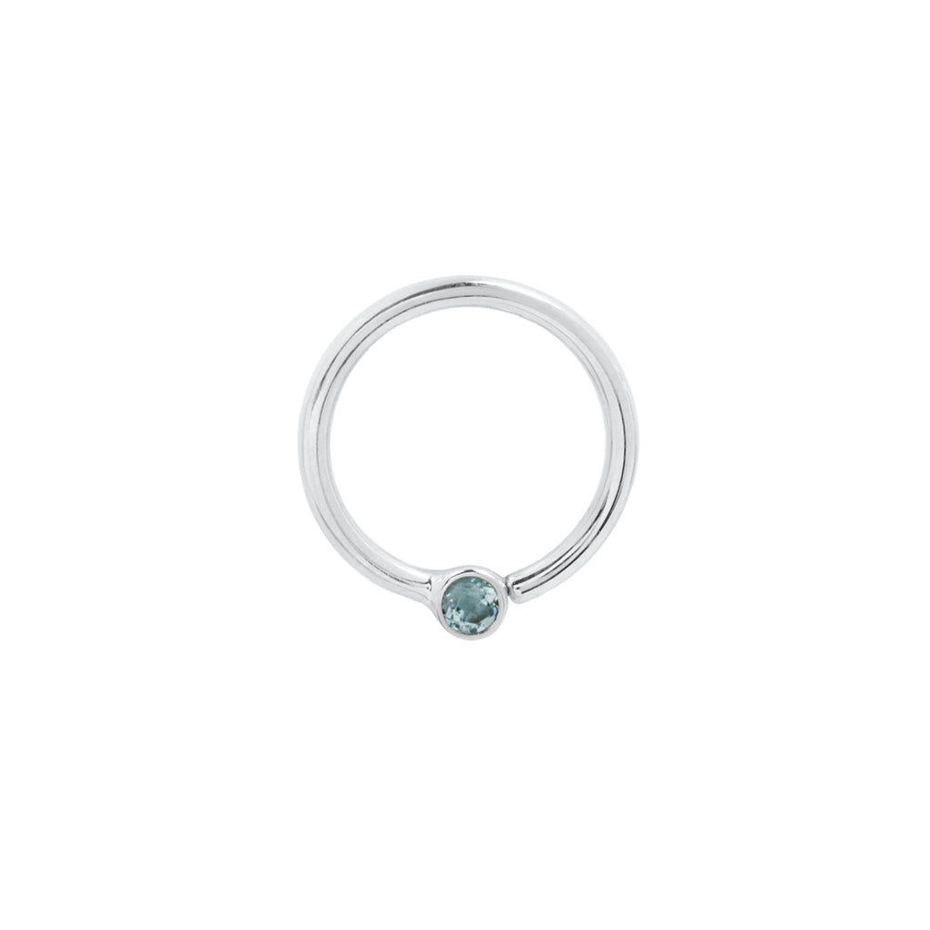 Fixed Bezel 2mm Bead Ring with London Blue Topaz