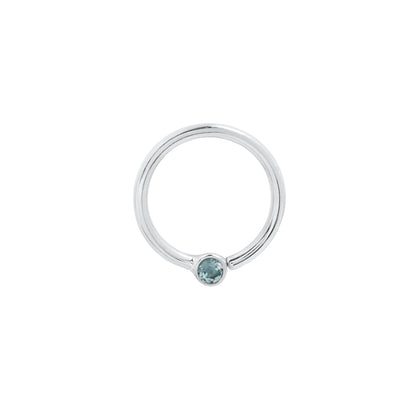 Fixed Bezel 2mm Bead Ring with London Blue Topaz