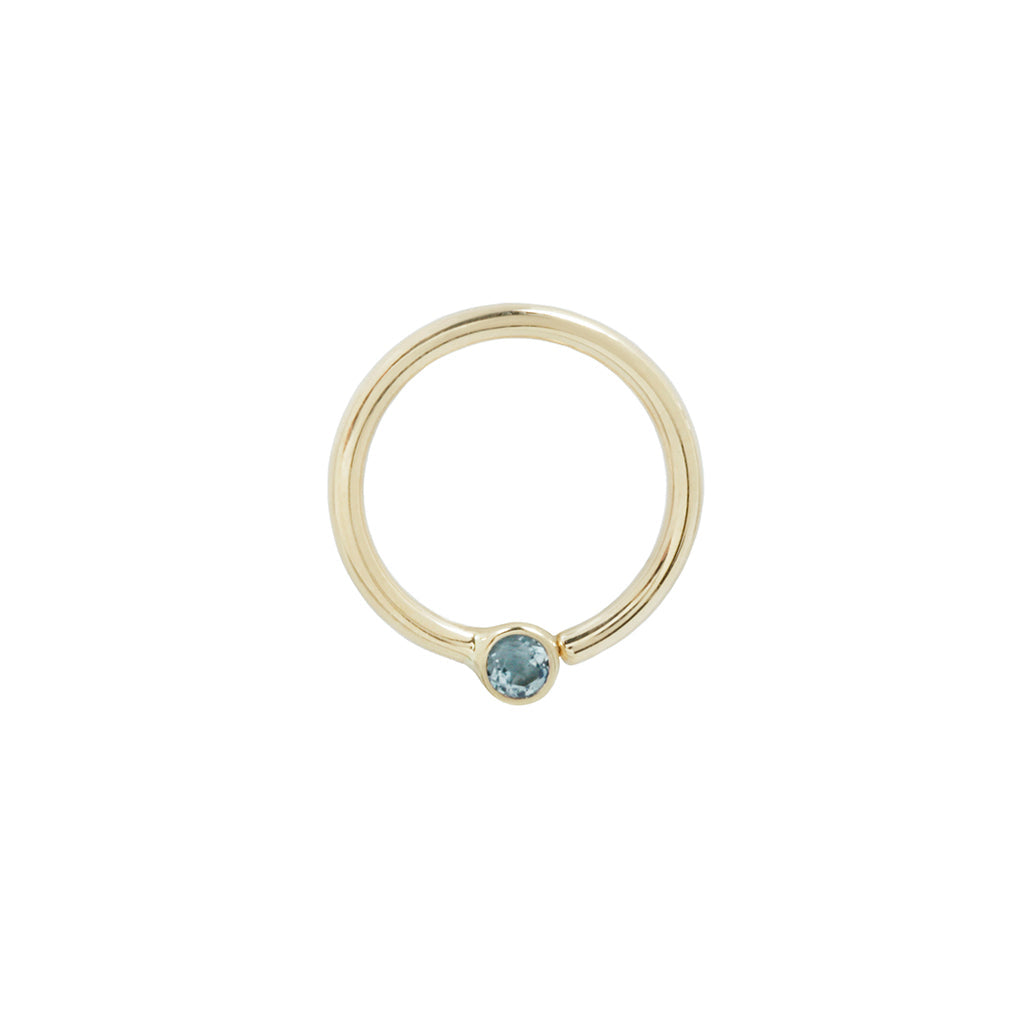 Fixed Bezel 2mm Bead Ring with London Blue Topaz