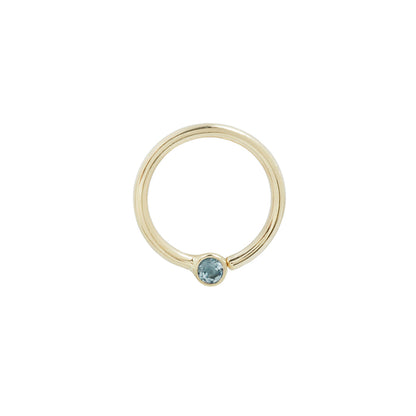 Fixed Bezel 2mm Bead Ring with London Blue Topaz