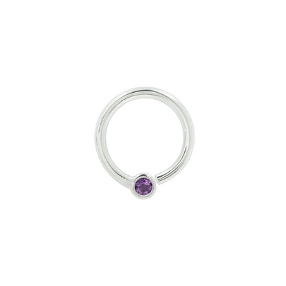 Fixed Bezel 2mm Bead Ring with Amethyst