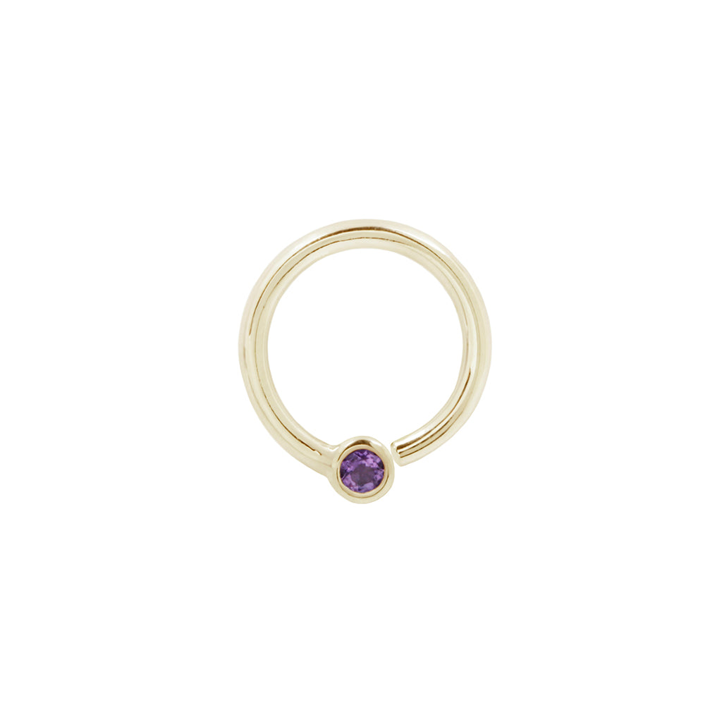 Fixed Bezel 2mm Bead Ring with Amethyst