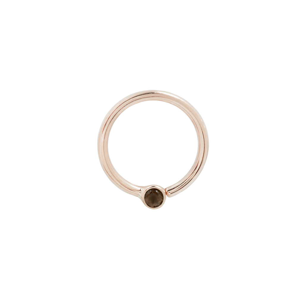 Fixed Bezel 2mm Bead Ring with Smoky Quartz