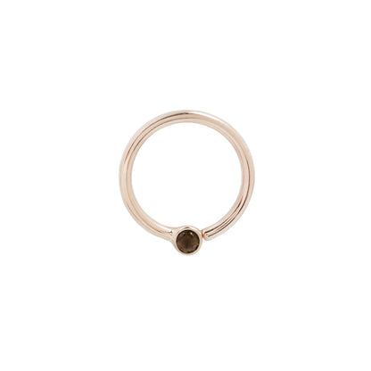 Fixed Bezel 2mm Bead Ring with Smoky Quartz