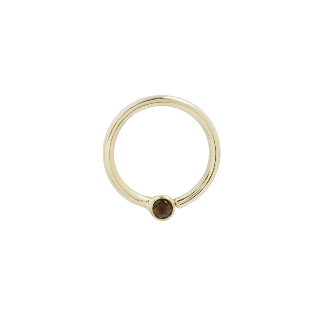 Fixed Bezel 2mm Bead Ring with Smoky Quartz