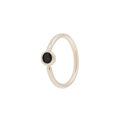 Fixed Bezel 2mm Side Set Facing Bead Ring with Black Spinel