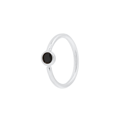 Fixed Bezel 2mm Side Set Facing Bead Ring with Black Spinel