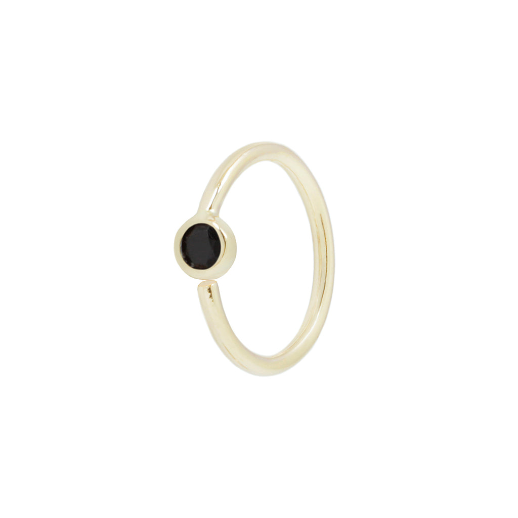 Fixed Bezel 2mm Side Set Facing Bead Ring with Black Spinel