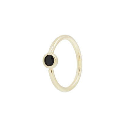 Fixed Bezel 2mm Side Set Facing Bead Ring with Black Spinel