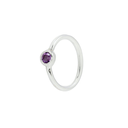 Fixed Bezel 2mm Side Set Facing Bead Ring with Amethyst