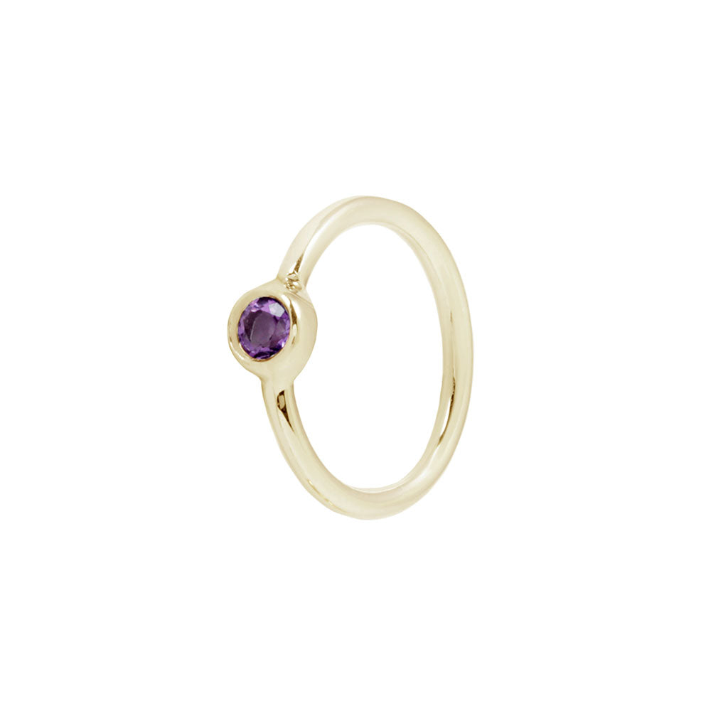 Fixed Bezel 2mm Side Set Facing Bead Ring with Amethyst