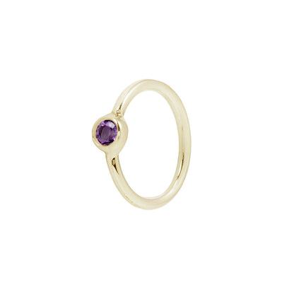 Fixed Bezel 2mm Side Set Facing Bead Ring with Amethyst