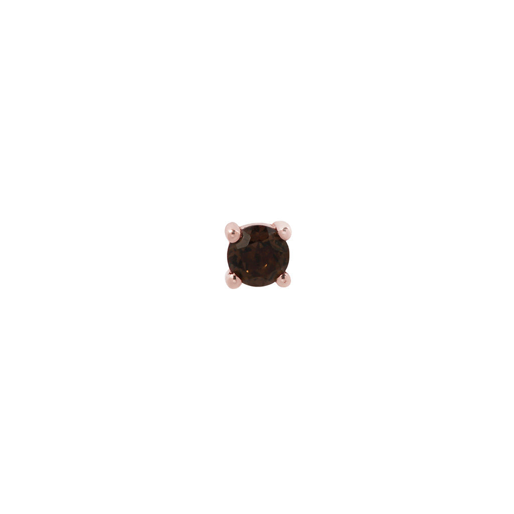 Prong Gem Threadless End with Smoky Quartz