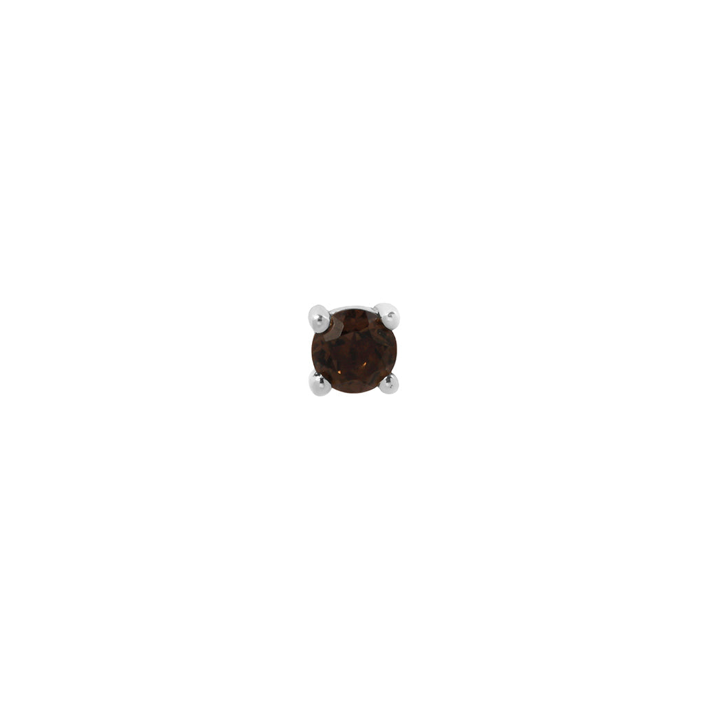 Prong Gem Threadless End with Smoky Quartz
