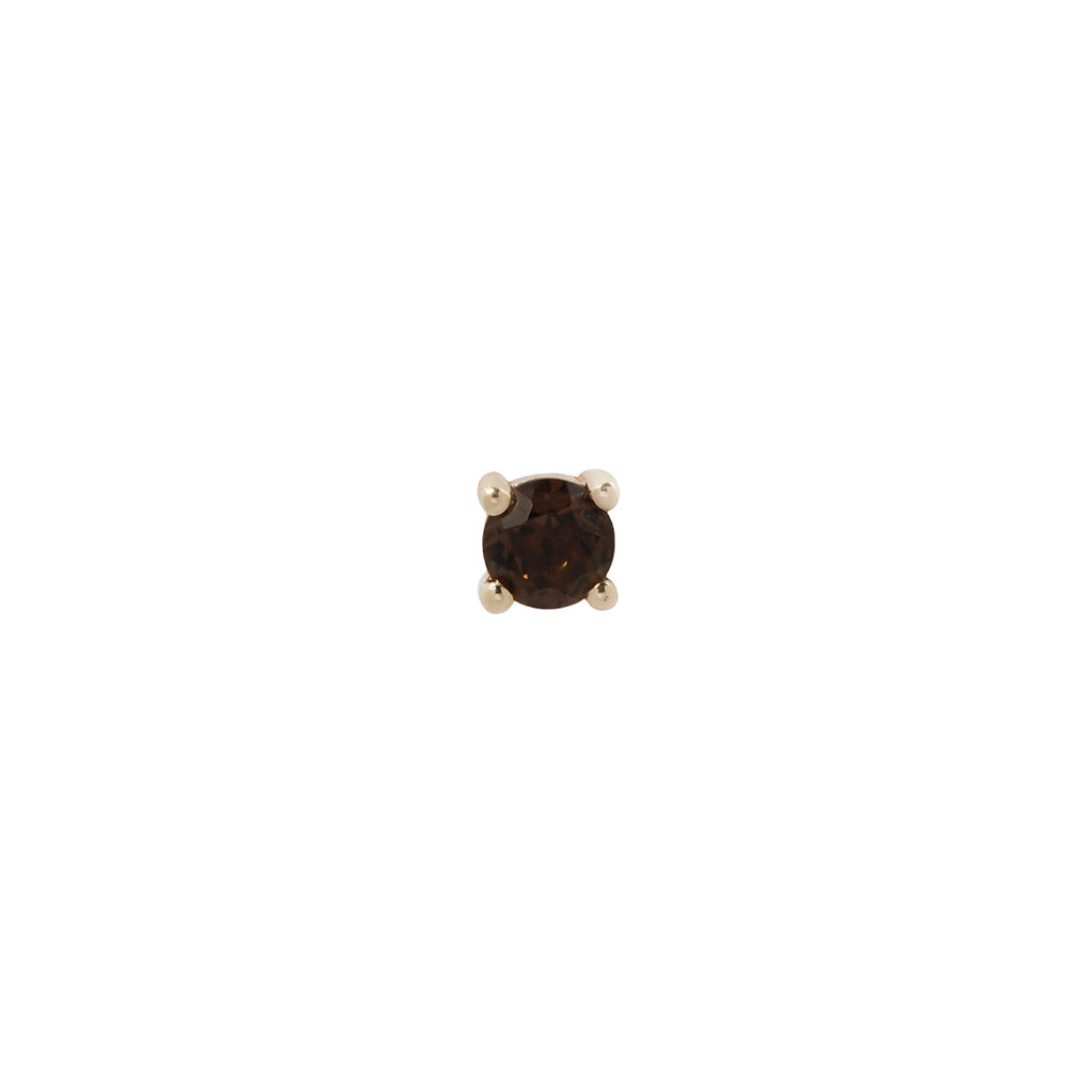 Prong Gem Threadless End with Smoky Quartz