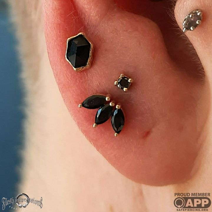 Prong Gem Threadless End with Black Diamond