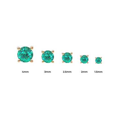 Prong Gem Threadless End with Emerald (Lab Grown)