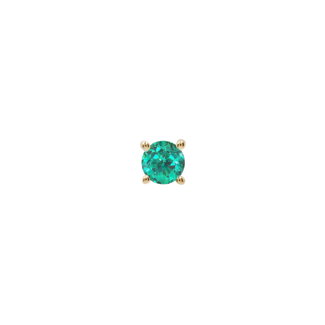 Prong Gem Threadless End with Emerald (Lab Grown)