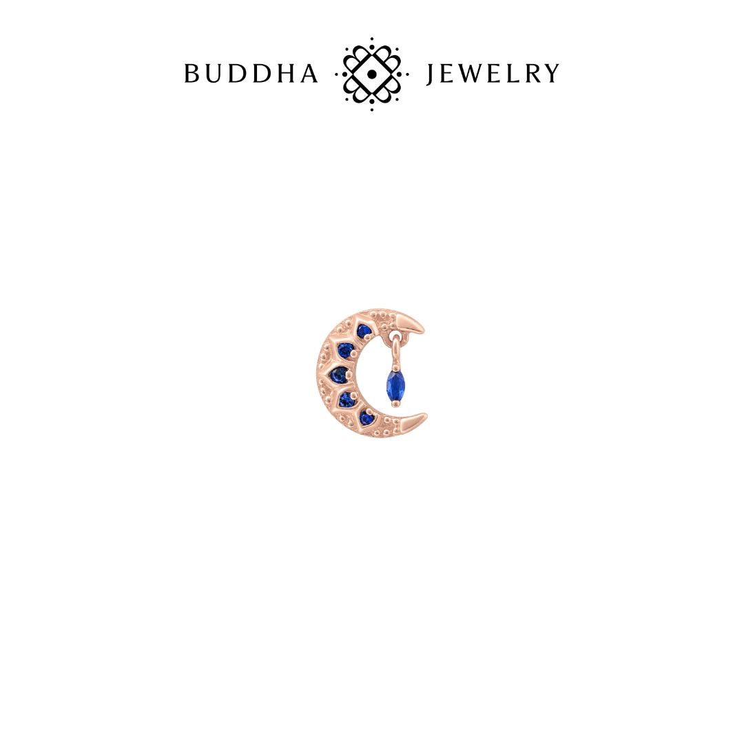 Moroccan Moon Threadless End with Blue Sapphire (Lab Grown)