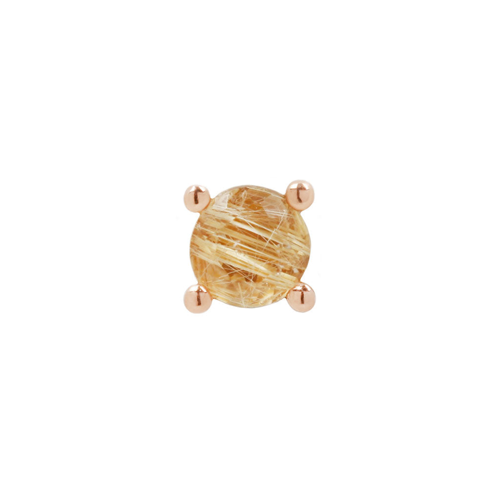 Prong Gem Threadless End with Rutilated Quartz