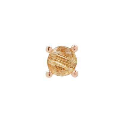 Prong Gem Threadless End with Rutilated Quartz
