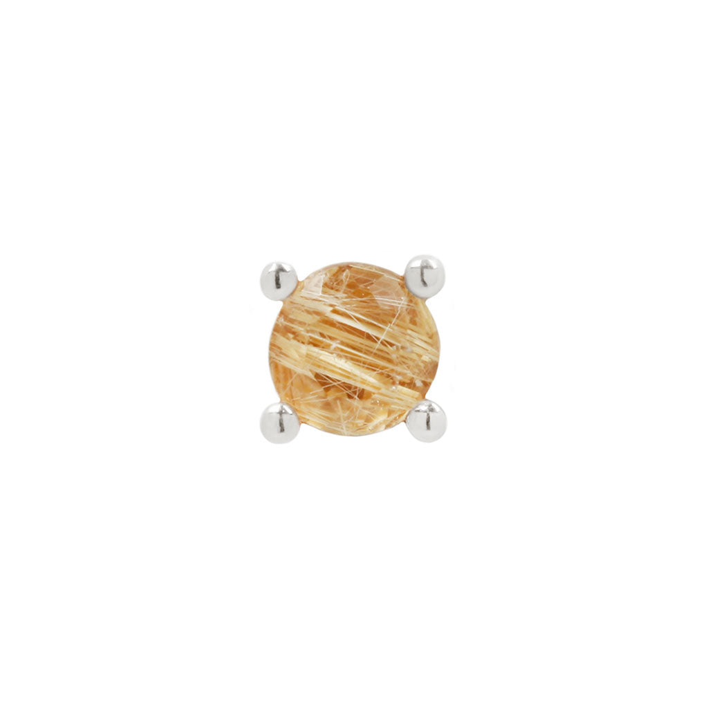 Prong Gem Threadless End with Rutilated Quartz