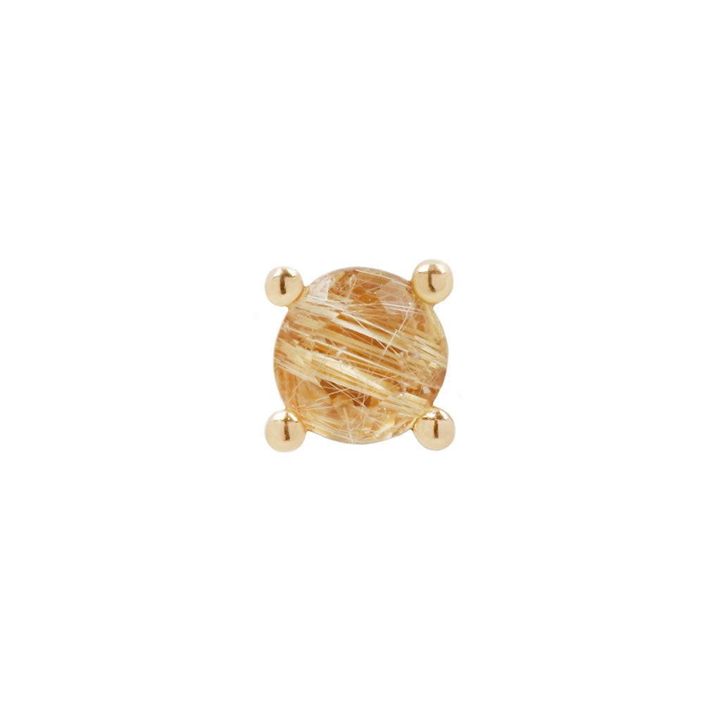 Prong Gem Threadless End with Rutilated Quartz