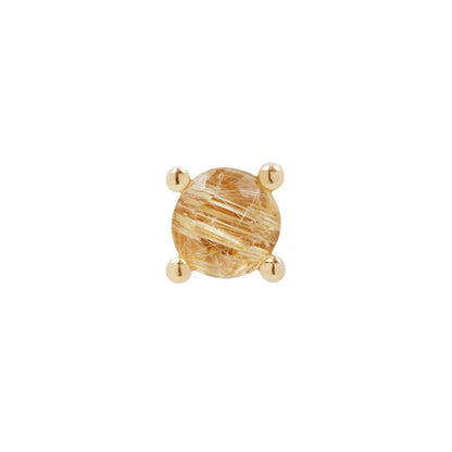Prong Gem Threadless End with Rutilated Quartz