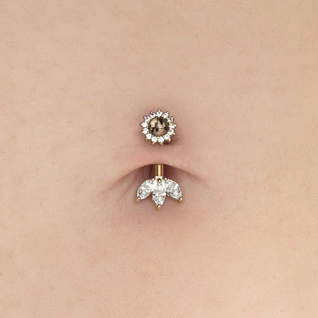 Delphine Threadless End with Tourmalinated Quartz