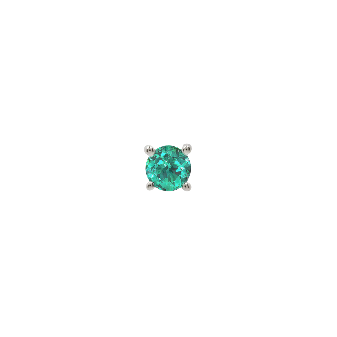 Prong Gem Threadless End with Emerald (Lab Grown)