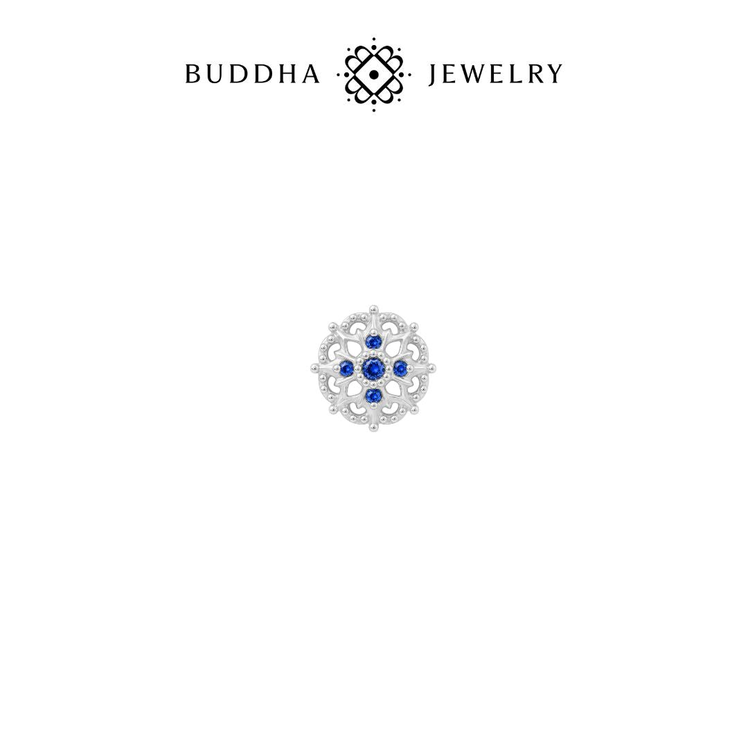 Damask Threadless End with Blue Sapphire (Lab Grown)