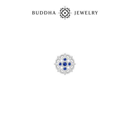 Damask Threadless End with Blue Sapphire (Lab Grown)