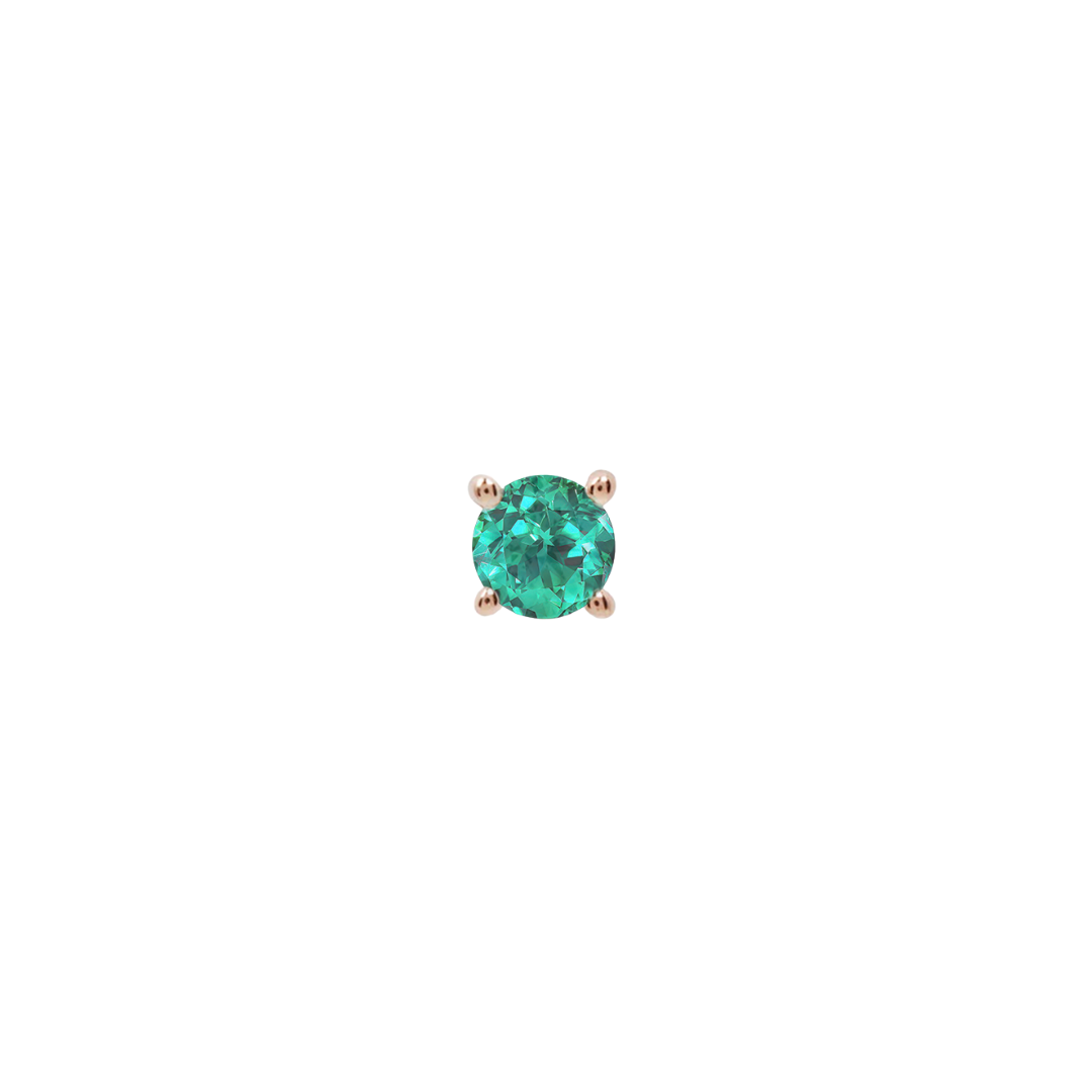 Prong Gem Threadless End with Emerald (Lab Grown)