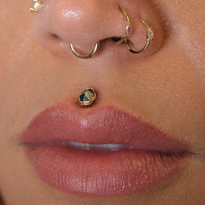 Pump Up The Volume Threadless End with Moss Agate