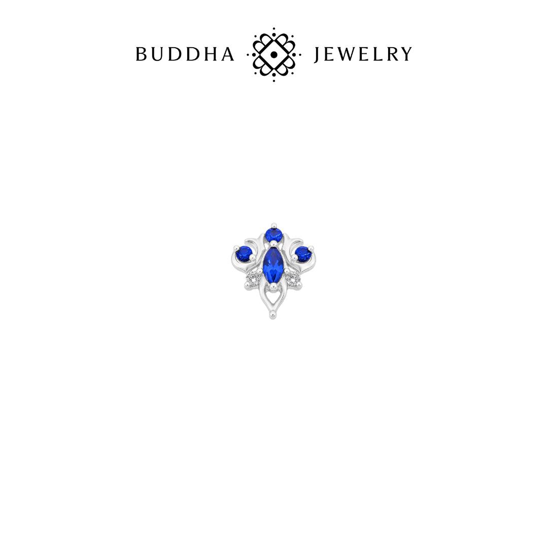Oleander Threadless End with Blue Sapphire (Lab Grown)