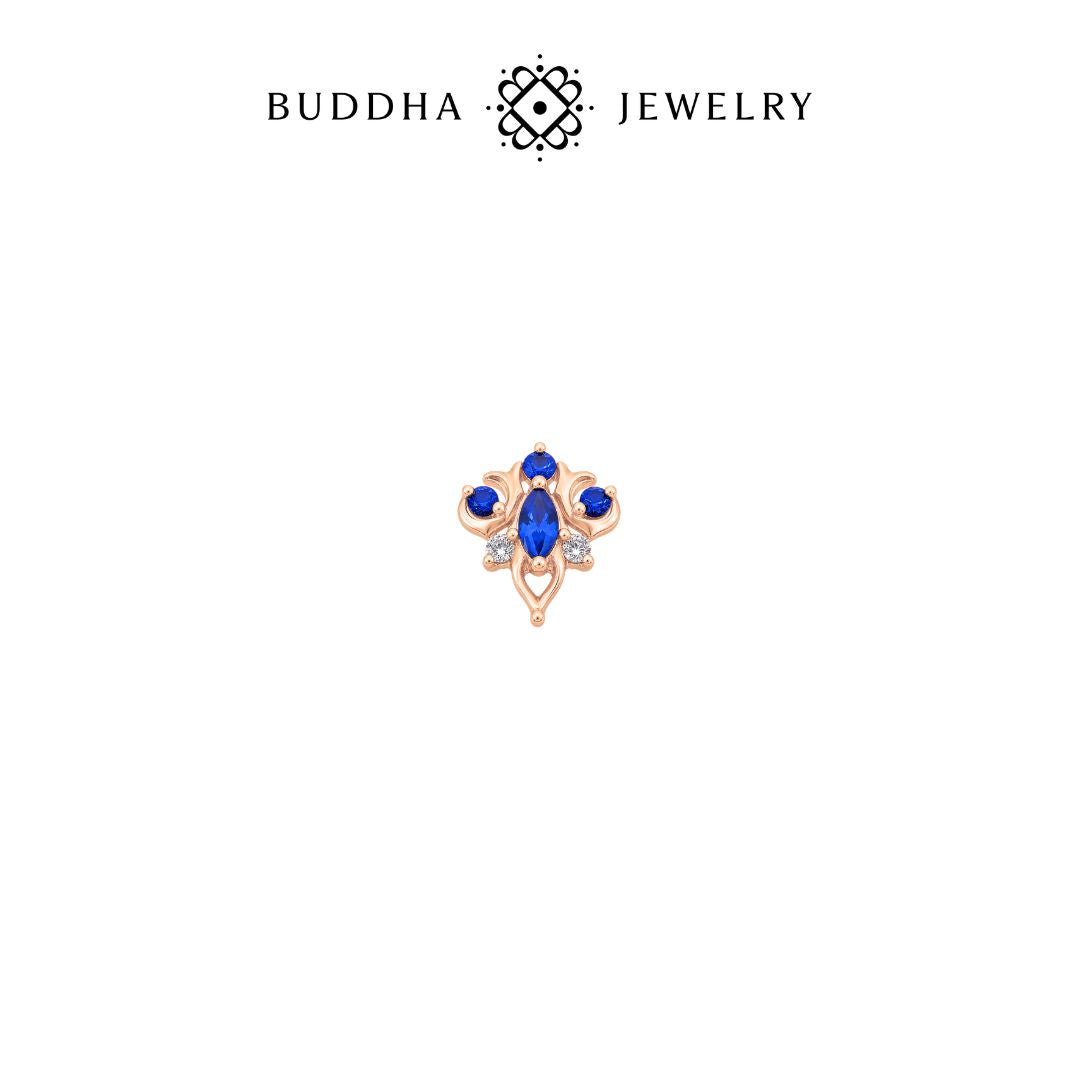 Oleander Threadless End with Blue Sapphire (Lab Grown)